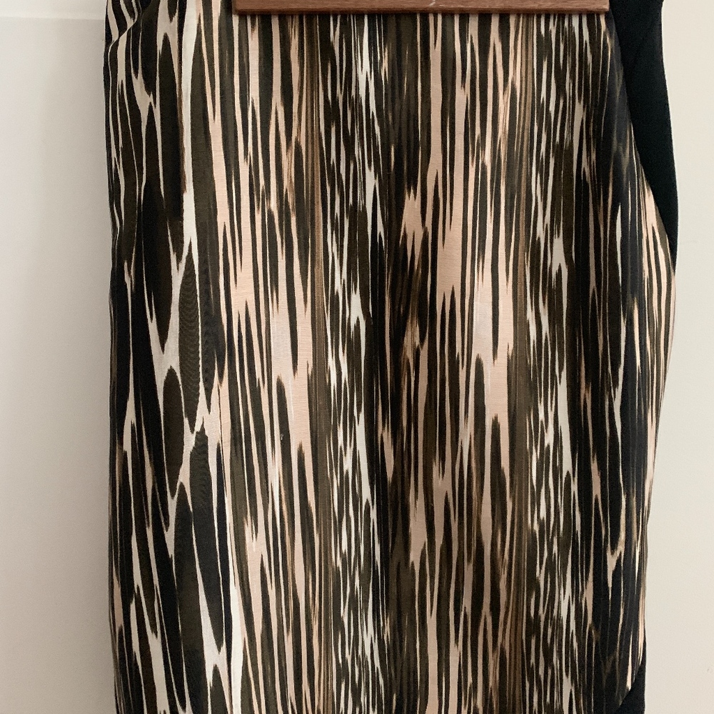 Diane Von Furtstenberg leopard skirt/ black panel